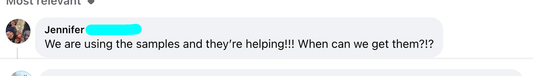 FB Post saying the free samples are helping